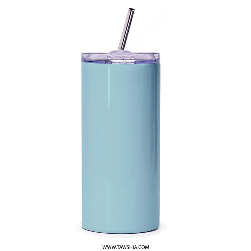 Light Blue Tall Travel Cup with Straw Tumbler product