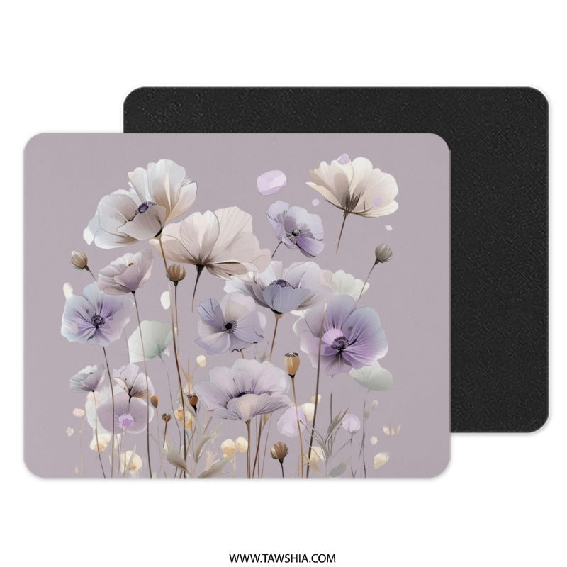 Floral Mouse Pad, Purple Flowers Mousepad, Aesthetic Desk Decor, Computer Accessory, Office Gift, Cute Mouse Pad - Tawshia