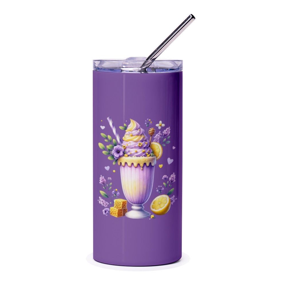 Lemon Honey Dessert Tumbler, Purple Floral Tumbler, Sweet Treat Tumbler, Tumbler Gift, Unique Drinkware, Honeycomb Design, Lemonade Cup - Tawshia
