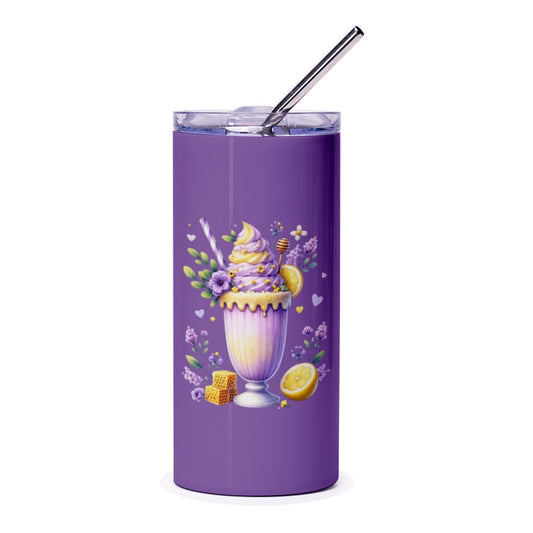 Lemon Honey Dessert Tumbler, Purple Floral Tumbler, Sweet Treat Tumbler, Tumbler Gift, Unique Drinkware, Honeycomb Design, Lemonade Cup - Tawshia
