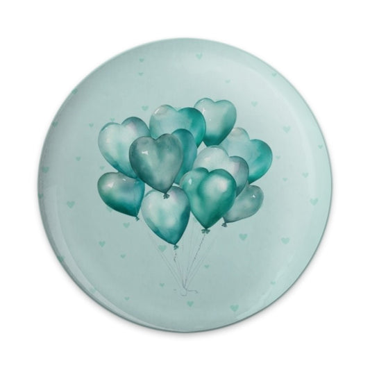Heart Balloons Pinback Button, Teal Balloons Button, Love Balloons Pin, Cute Celebration Button, Balloons Gift - Tawshia