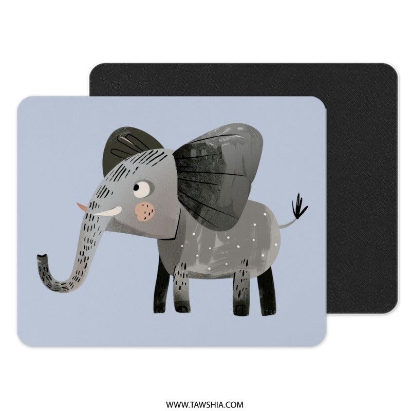 Cute Elephant Mouse Pad, Animal Lover Gift, Desk Decor, Cartoon Elephant Art, Kid's Room Decor, Unique Mousepad, Office Accessories - Tawshia