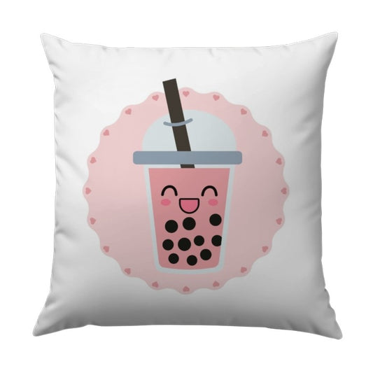 Bubble Tea Pillow, Boba Tea Throw Pillow, Kawaii Room Decor, Cute Foodie Gift, Pink Drink Pillow, Anime Inspired Pillow - Tawshia