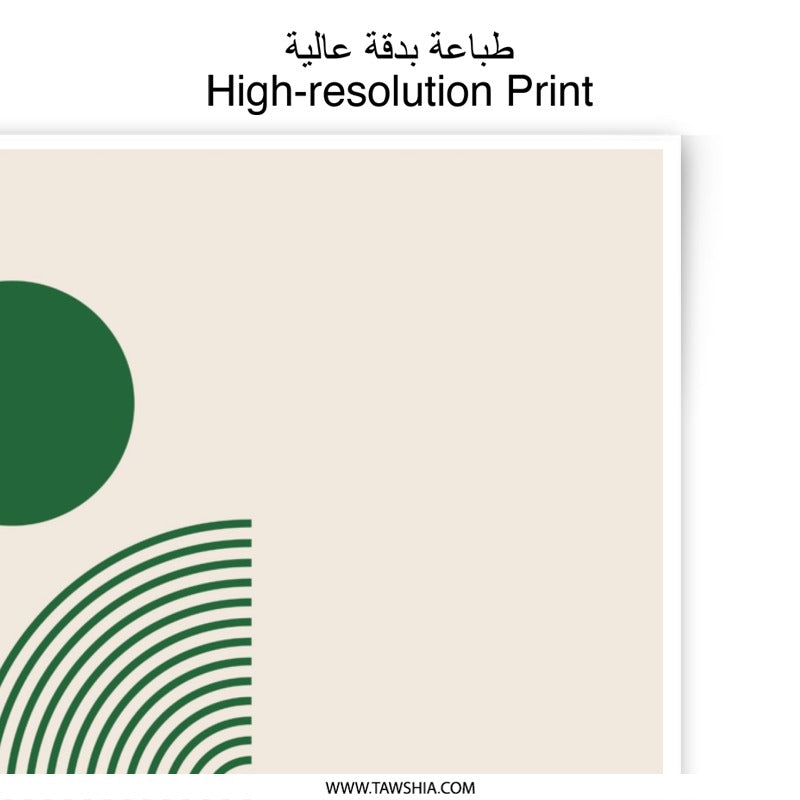 Modern Art Photographic Print, Abstract Geometric Wall Art, Green Circles Half Circle Design, Minimalist Home Decor, Office Art - Tawshia