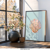Seashell Wall Art, Pink Blue Gold Shell Print, Coastal Home Decor, Beach House Wall Decor, Modern Wall Art, Ocean Art Print - Tawshia