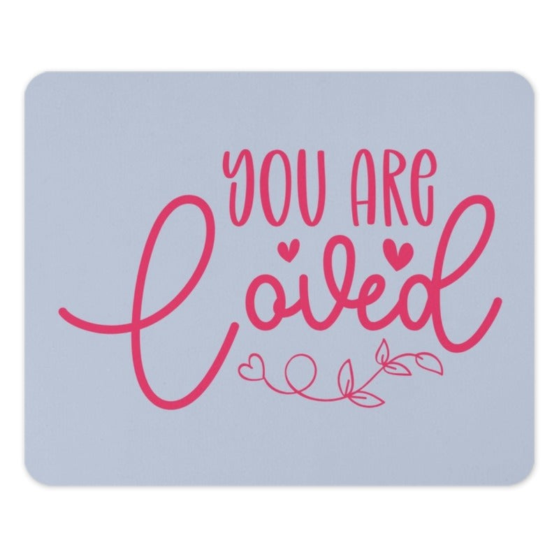 You Are Loved Mouse Pad, Pink Heart Office Decor, Cute Desk Accessory, Motivational Gift, Positive Affirmation Work Space, Computer Mat - Tawshia