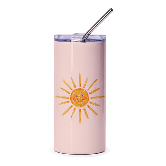Sunshine Tumbler, Happy Sun Face Tumbler, Cute Tumbler, Kid Friendly Tumbler, Drinkware, Back to School Tumbler, Gift for Kids - Tawshia