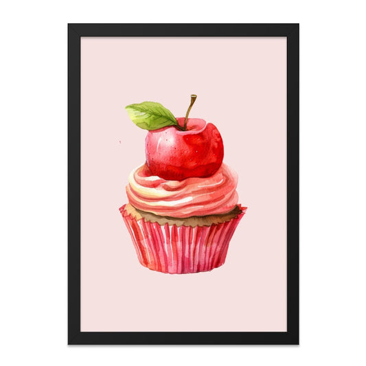 Apple Cupcake Wall Art, Watercolor Print, Kitchen Decor, Food Lover Gift, Dessert Illustration, Sweet Treat Artwork, Baking Theme - Tawshia