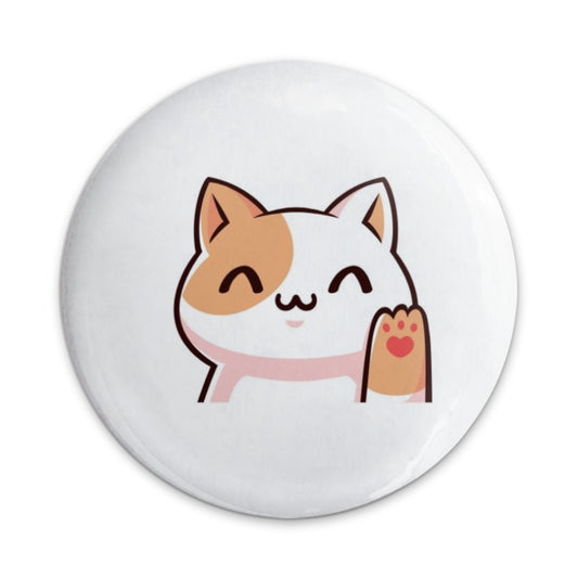 Waving Cat Pinback Button, Cute Kitten Button, Kawaii Cat Pin, Happy Cat Accessories, Cat Lover Gift, Trendy Pins, Cat Gifts - Tawshia
