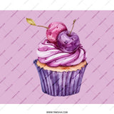 Cupcake Mouse Pad, Cherry Topped Dessert Mousepad, Cute Purple Watercolor Food Mouse Pad, Unique Computer Accessories for Desk - Tawshia