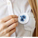 Blue Poppy Pinback Button, Floral Pin, Flower Button, Gift Idea, Aesthetic Button, Nature Inspired, Trendy Pin, Poppies Pinback Button - Tawshia