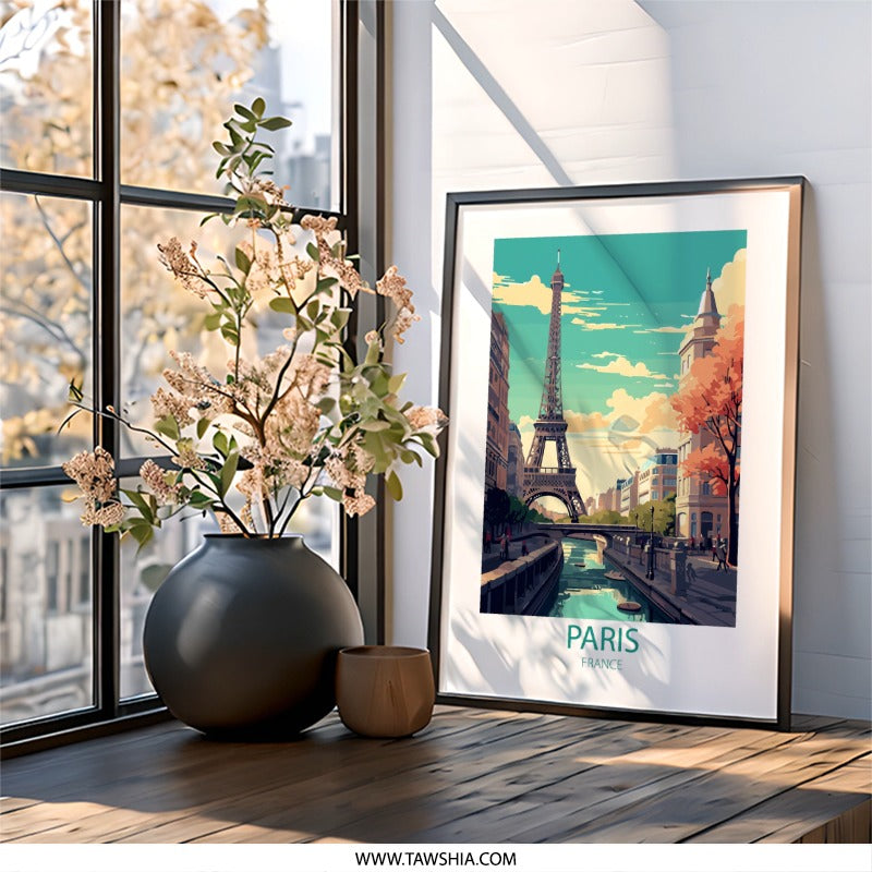 Paris France Wall Art, Eiffel Tower Print, Cityscape Wall Decor, European Travel Poster, Travel Wall Art, Paris Artwork, Home Decor - Tawshia