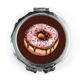 Pink Donut Pocket Mirror, Dessert Lover Gift, Foodie Compact Mirror, Cute Makeup Mirror, Donut Glaze Mirror, Yummy Donut Pocket Mirror - Tawshia