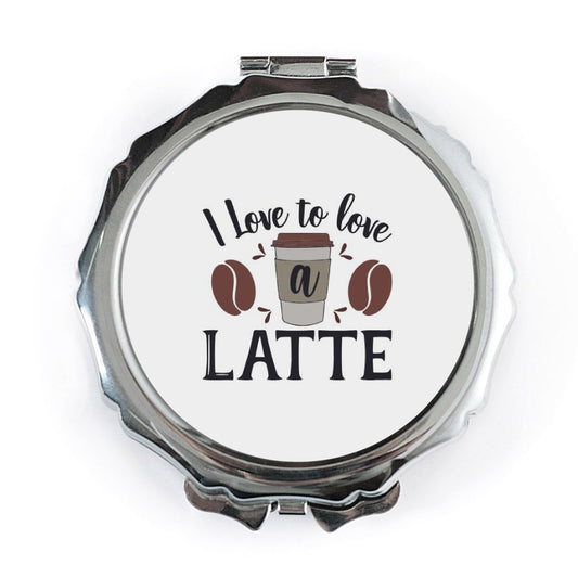 I Love Latte Pocket Mirror, Coffee Lover Gift, Compact Mirror, Cute Portable Mirror, Latte Art Mirror, Coffee Addict Present - Tawshia