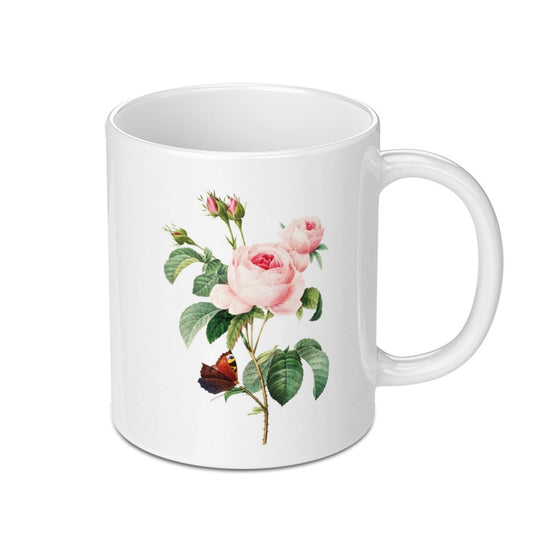 Rose and Butterfly Mug, Floral Butterfly Mug, Cottagecore Mug, Botanical Mug, Vintage Floral Mug, Butterfly Lover Gift, Tea Coffee Mug - Tawshia