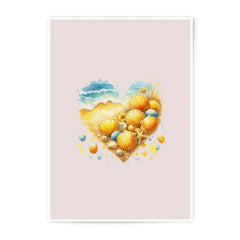 Seashell Heart Photographic Prints, Beach Decor Art Print, Ocean Wave Artwork, Coastal Home Decor, Summer Vibes Poster, Beach Lover Gift - Tawshia