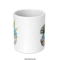 Succulent Mug, Leopard Print Mug, Crystal Mug, Plant Lover Gift, Aesthetic Mug, Unique Mug Design, Coffee Mug Gift Idea (139) - Tawshia