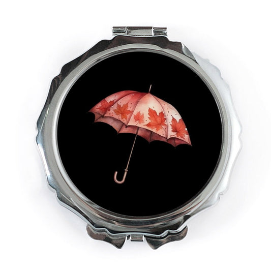 Autumn Umbrella Pocket Mirror, Fall Leaves Design, Cute Travel Mirror, Compact Mirror, Makeup Mirror, Handbag Mirror, Gift for Her - Tawshia