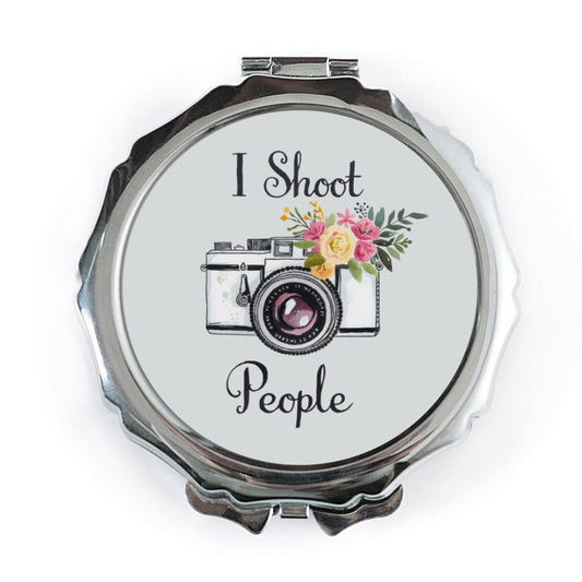 I Shoot People Pocket Mirror, Photographer Gift, Floral Camera Art, Cute Mirror, Photography Lover, Camera Design Mirror, Makeup Pocket - Tawshia