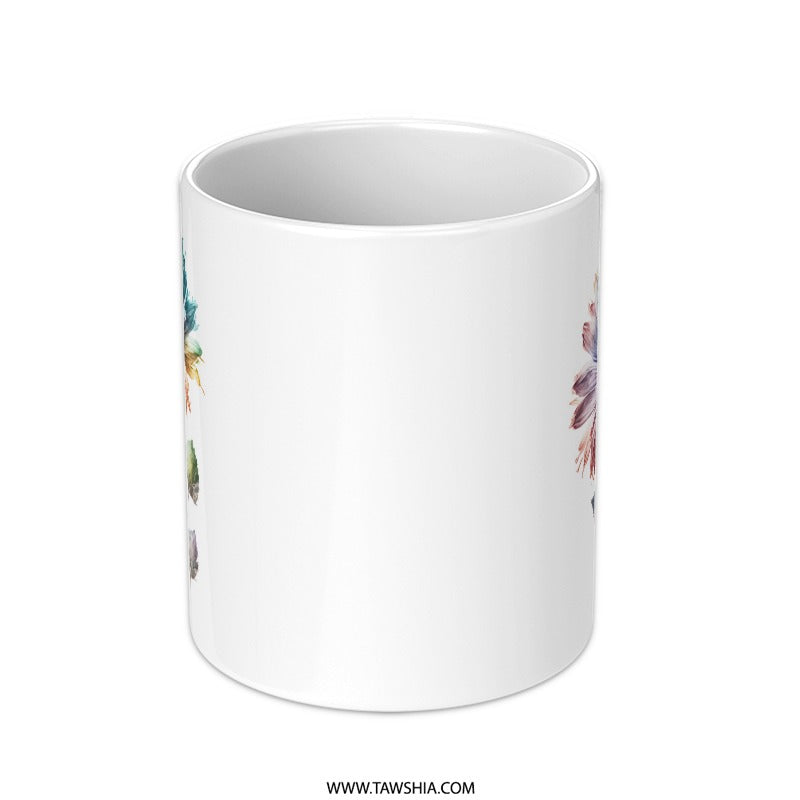 Colorful Dahlia Mug, Floral Art Mug, Flower Lover Gift, Botanical Mug, Unique Coffee Mug, Tea Mug, Gift for Her, Aesthetic Mug - Tawshia
