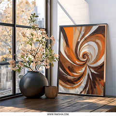 Abstract Swirl Wall Art, Modern Art Print, Orange Brown Decor, Unique Home Decor, Contemporary Wall Hanging, Office Art, Framed Artwork - Tawshia