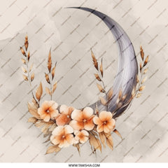 Crescent Moon Pinback, Floral Moon Pin, Celestial Badge, Watercolor Moon Button, Boho Moon, Mystical Moon Jewelry, Moon and Flowers Pin - Tawshia