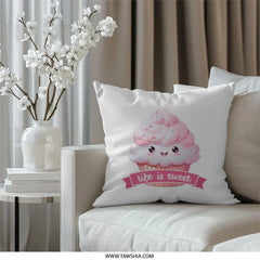 Cute Cupcake Pillow, Sweet Life Decor, Foodie Pillow, Kawaii Home Decor, Dessert Throw Pillow, Baking Lover Gift, Unique Pillows - Tawshia