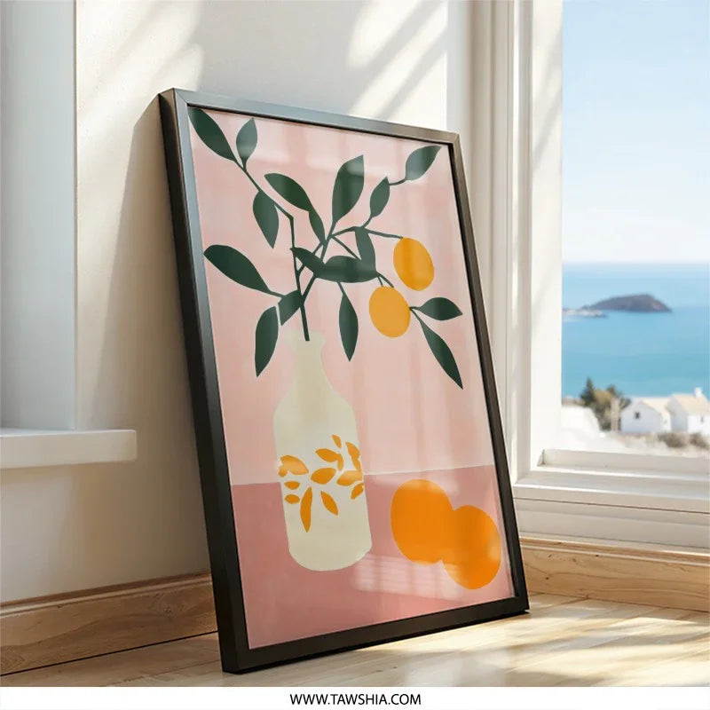 Orange Wall Art, Botanical Art Print, Still Life Art, Modern Wall Decor, Citrus Art, Kitchen Wall Art, Minimalist Print - Tawshia