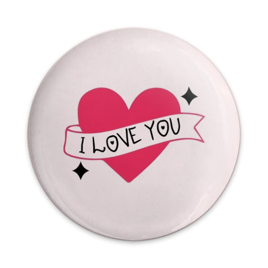 I Love You Pinback Button, Heart Badge, Cute Love, Valentine Gift, Anniversary Present, Relationship Pin, Gift for Partner, Statement Button - Tawshia