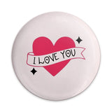 I Love You Pinback Button, Heart Badge, Cute Love, Valentine Gift, Anniversary Present, Relationship Pin, Gift for Partner, Statement Button - Tawshia