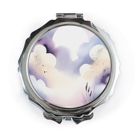 Cloudscape Pocket Mirror, Watercolor Sky Mirror, Aesthetic Travel Mirror, Purple Cloud Art, Dreamy Sky Compact Mirror, Gift for Her - Tawshia