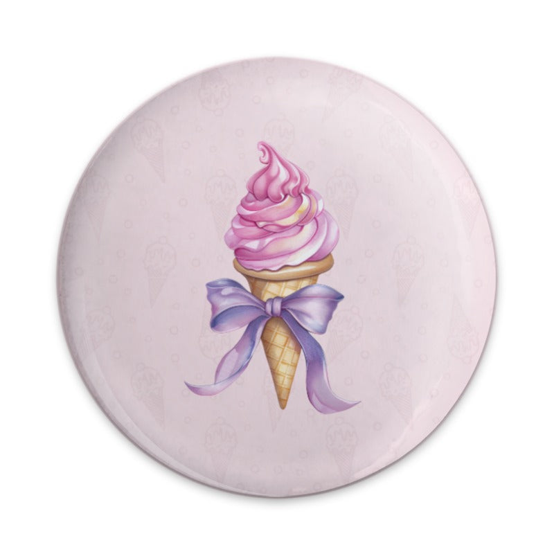 Pink Ice Cream Pinback, Sweet Treat Pin Button, Cute Bow Pin, Foodie Gift, Summer Accessory, Kawaii Pin, Pastel Aesthetic, Trendy Pin - Tawshia
