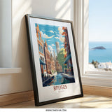 Bruges Belgium Wall Art, Cityscape Print, Travel Poster, Belgium Art Print, European City Art, Home Decor, Wall Decor (139 characters) - Tawshia