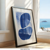 Abstract Shapes Wall Art, Cobalt Blue Painting, Modern Art Print, Minimalist Decor, Geometric Artwork, Home Decor Gift - Tawshia