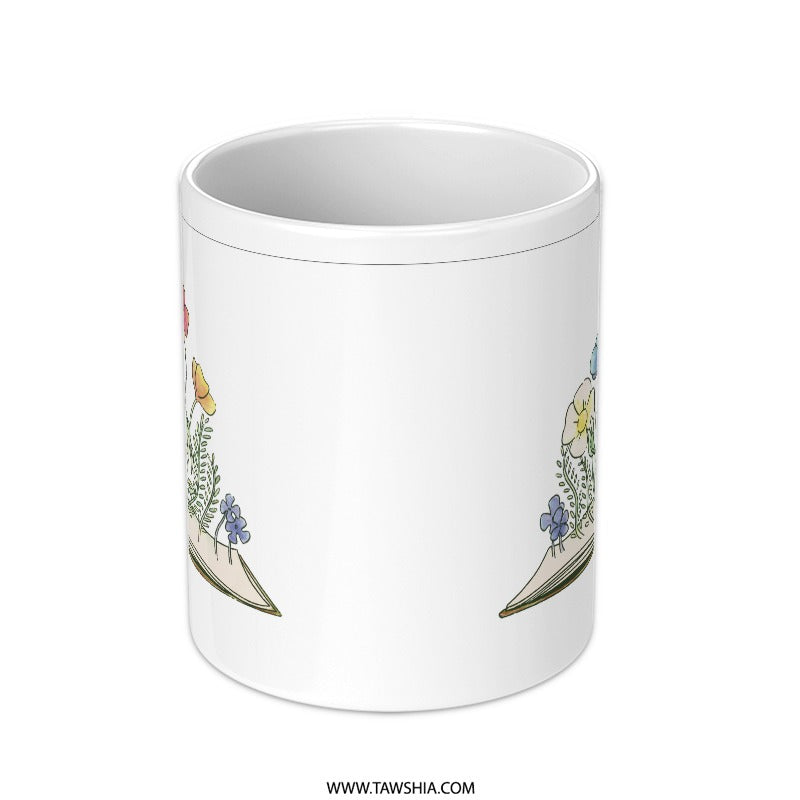 Floral Boat Design Print on White Mug product