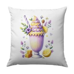 Lavender Lemonade Pillow, Cute Drink Throw Pillow, Decorative Dessert Pillow, Pastel Home Decor, Floral Accent Pillow, Whimsical Pillow - Tawshia
