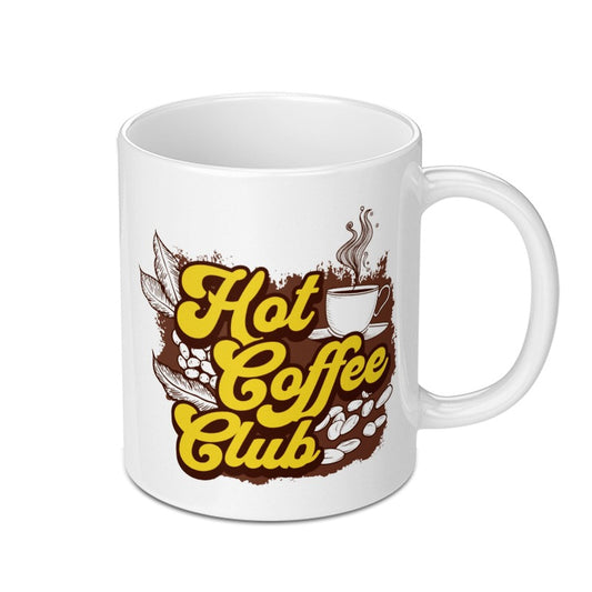 Hot Coffee Club Mug, Retro Style Mug, Coffee Lover Gift Mug, Caffeine Addict Mug, Morning Coffee Mug, Gift for Friend, Home Decor Mug - Tawshia