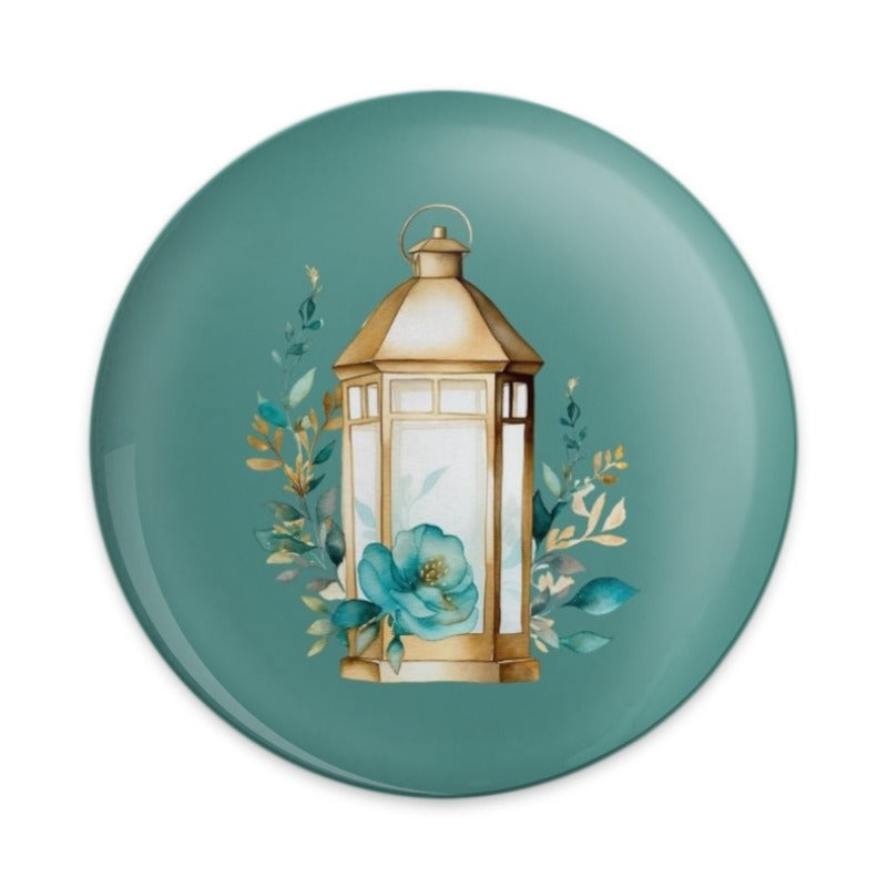 Lantern Pinback Button, Floral Pinback Button, Teal Pin Button, Flower Button, Light Pin, Gift For Friend, Aesthetic Pinback Button - Tawshia