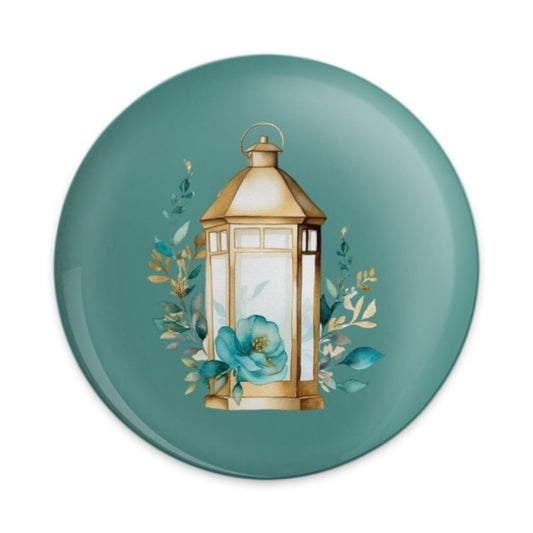 Lantern Pinback Button, Floral Pinback Button, Teal Pin Button, Flower Button, Light Pin, Gift For Friend, Aesthetic Pinback Button - Tawshia