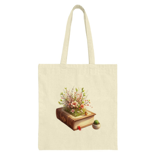 Floral Book Lover Tote Bag, Botanical Tote, Cottagecore Tote, Bookish Gifts, Flower Illustration Bag, Unique Design Tote Bag - Tawshia
