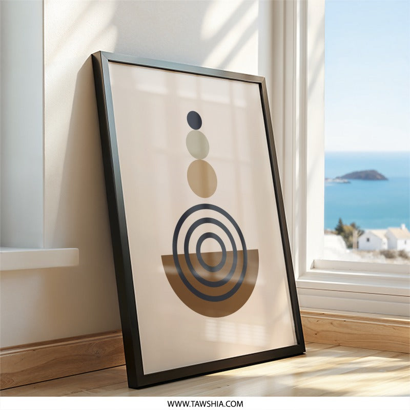 Minimalist Geometric Wall Art, Modern Abstract Print, Circle Art, Neutral Tone Poster, Contemporary Home Decor, Stylish Artwork - Tawshia