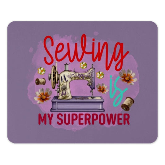 Sewing MousePad, Superpower, Vintage Sewing Machine, Quilting Gift, Floral Mouse Pad, Seamstress Gift, Sewing Lover, Desk Decor - Tawshia