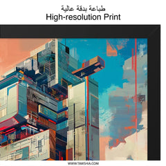 Futuristic Cityscape Wall Art, Abstract Building Print, Sci Fi Architecture Decor, Modern Home Wall Art, Contemporary Office Wall Art - Tawshia