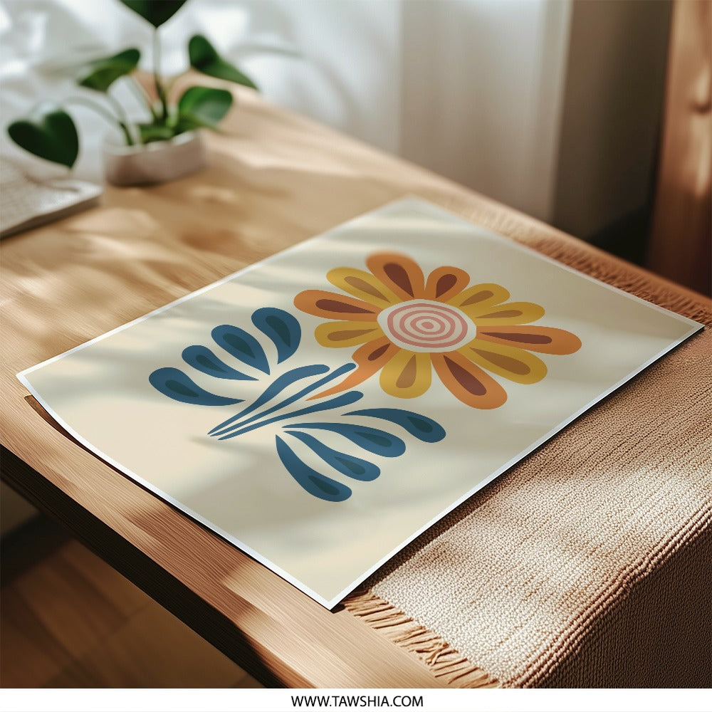 Retro Flower Photographic Print, Floral Wall Art, 70s Inspired Decor, Boho Flower Print, Abstract Botanical Print, Floral Art Print - Tawshia