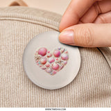 Seashell Heart Pinback, Beach Lover Pin, Coastal Fashion Accessory, Pink Shells Badge, Ocean Vibes Pin, Sea Life Jewelry, Summer Style Pin - Tawshia