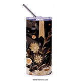 Floral Moon Tumbler, Abstract Celestial Tumbler, Watercolor Flowers Tumbler, Unique Design Tumbler, Artistic Tumbler, Gift Ideas - Tawshia