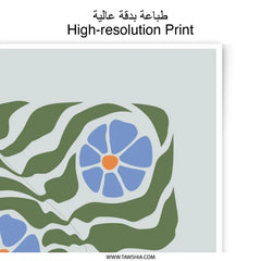 Blue Flower Photographic Print, Botanical Art Print, Floral Wall Decor, Modern Flower Art, Nature Inspired Print, Home Decor, Floral Print - Tawshia