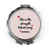 Strength Pocket Mirror, Inspirational Quote, Women's Empowerment, Gift for Her, Pocket Mirror for Purse, Handbag Mirror, Compact Mirror - Tawshia