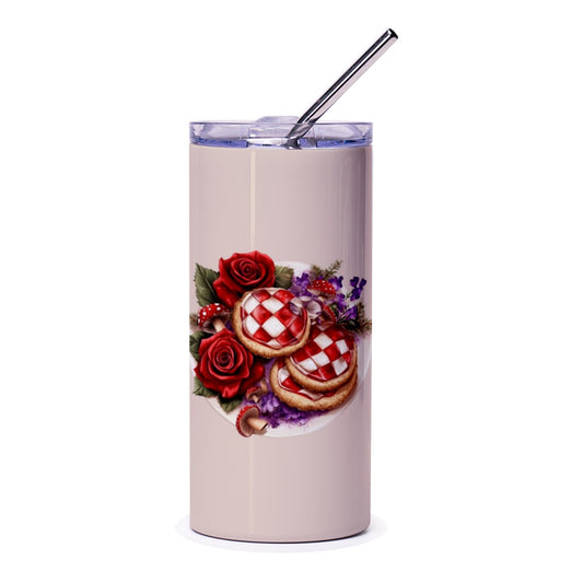 Roses and Cookies Tumbler, Floral Tumbler, Cottagecore Tumbler, Whimsical Design, Red and White, Cute Tumbler, Gift for Her, Unique Tumbler - Tawshia