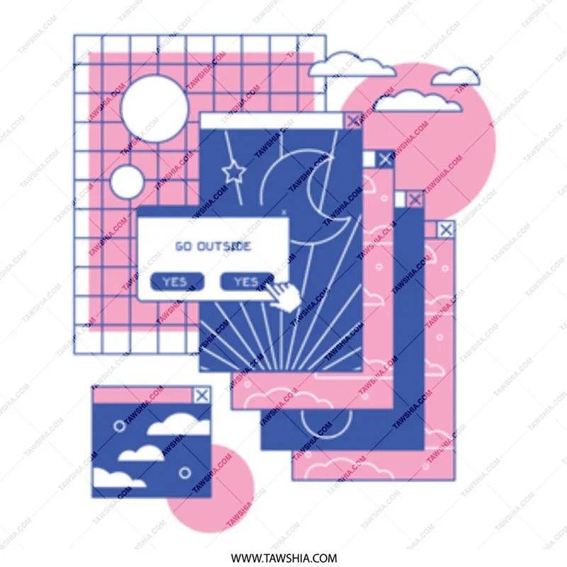 Retro Digital Art Print with Go Outside Message product